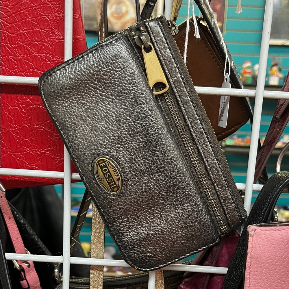 Fossil Silver Wallet with Gold Accents
